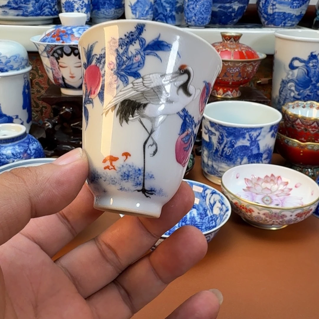 月***连杯子景德镇全手工手绘陶瓷