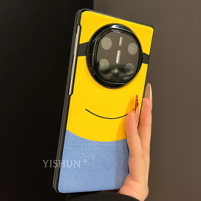 适用华为MATEX6手机壳折叠屏轻奢高级感情侣大眼小黄卡通贴皮mate