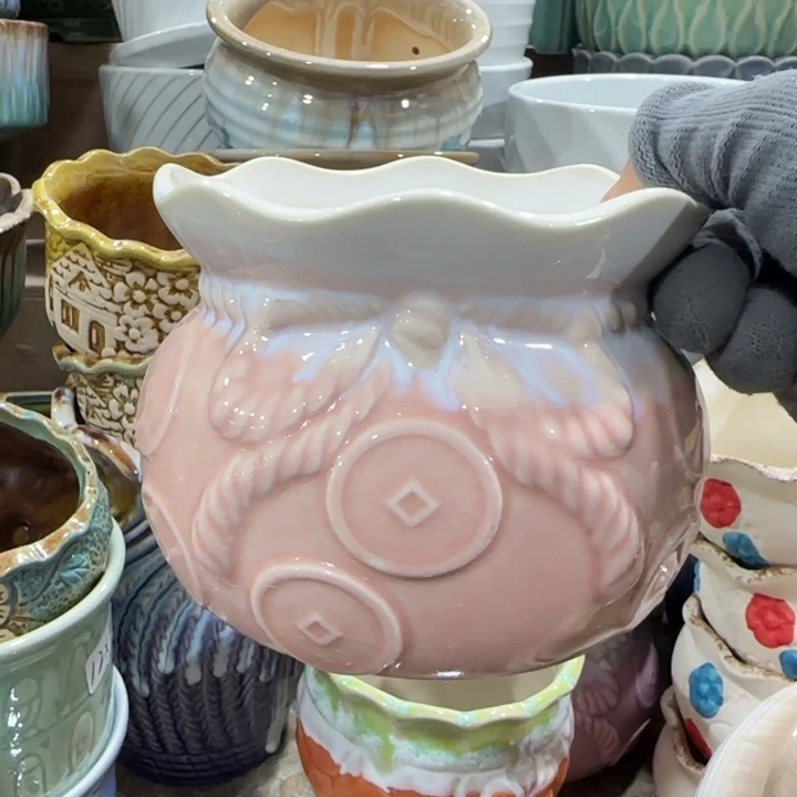 凑9块包邮，有孔陶瓷花盆