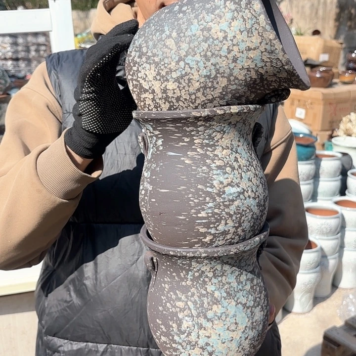 红陶泼墨三个口径15高度17