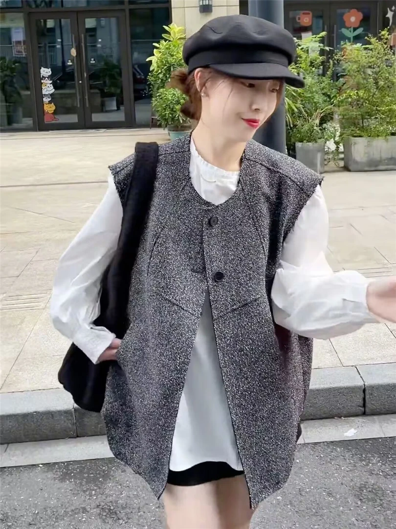 欧货小香风雪花马甲女秋冬新款设计感显瘦洋气坎肩背心外搭潮