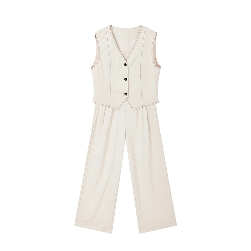 【九月专属】时尚V领马甲套装W6648