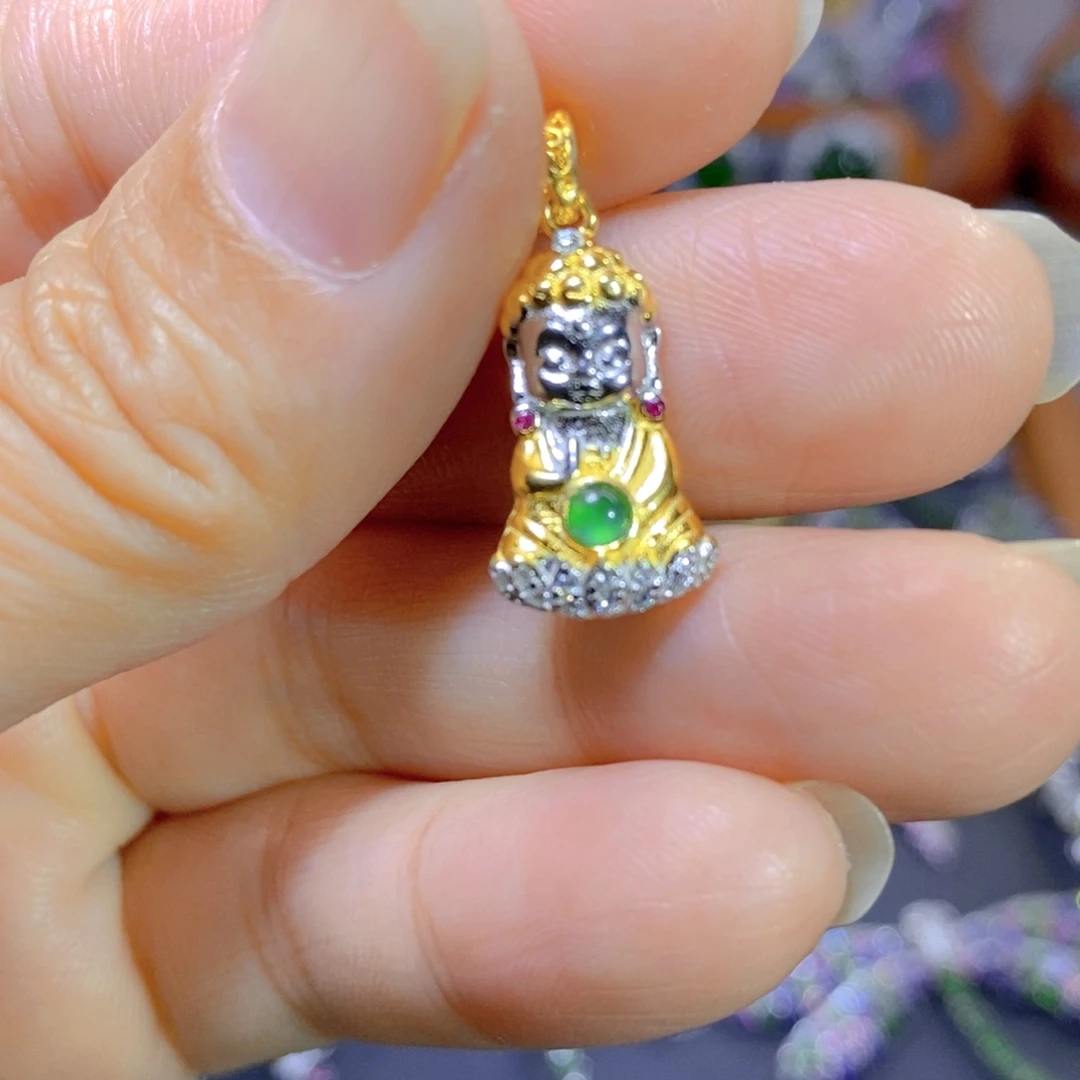 翡翠颈饰银S925镶嵌天然翡翠