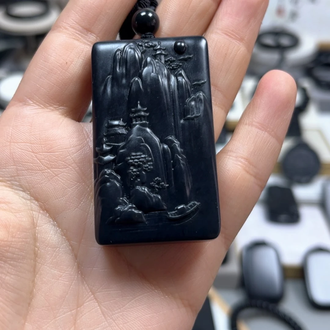 【闪购商品】和田玉（墨玉）大35山水49克左右未镶嵌