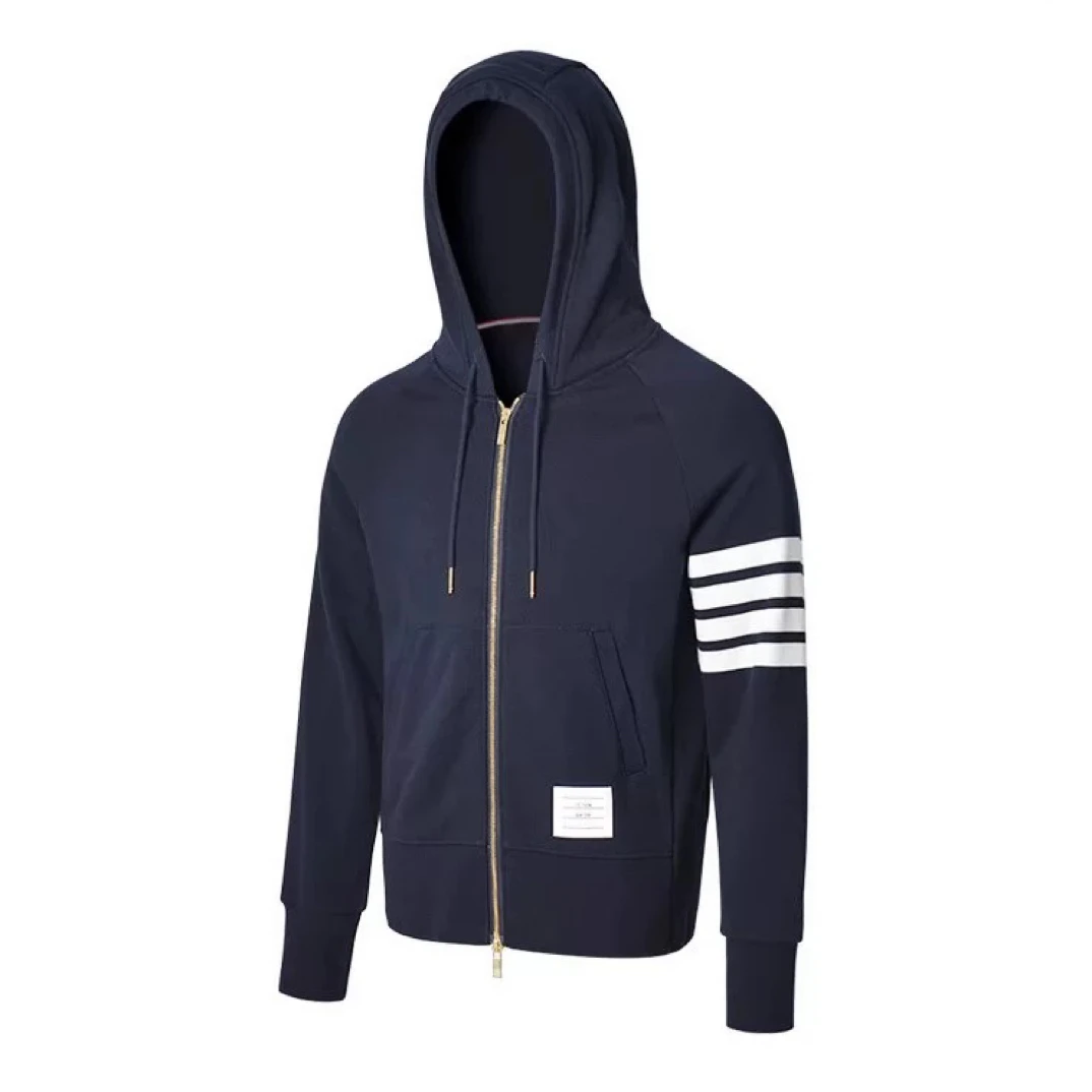 四条杠连帽款春秋季休闲外套 7087