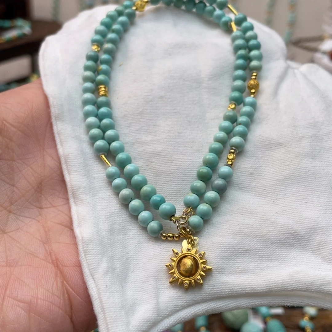 绿松石颈饰18K金镶嵌