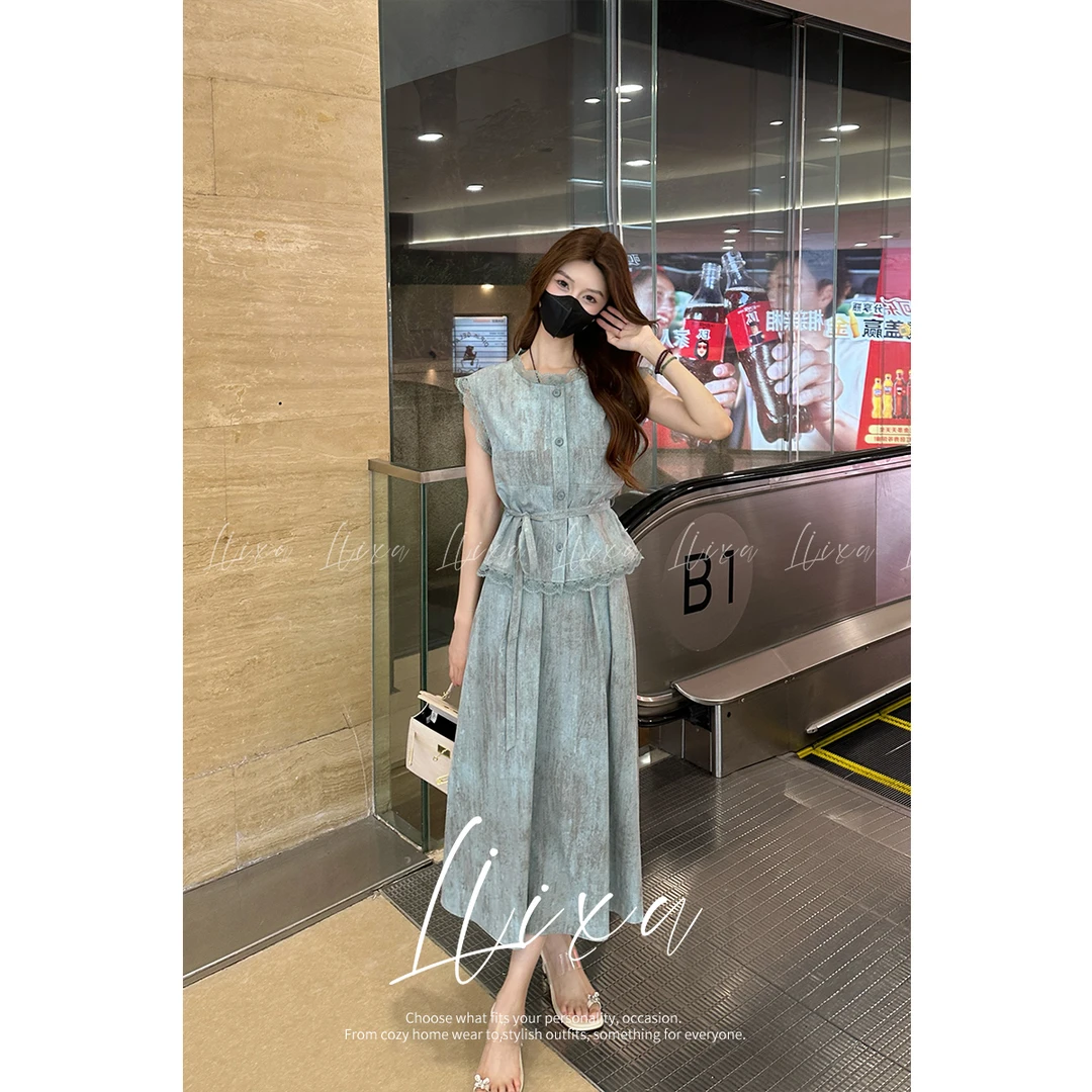 Liixu时尚套装夏新款气质减龄显瘦休闲薄款半身裙三件套L52TZ413