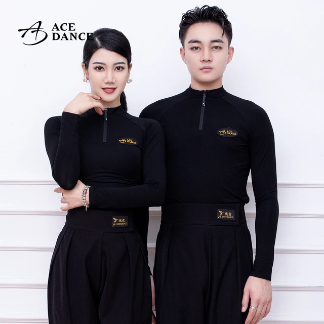 ACE dance瑰意拉丁舞摩登男士女士同款棉上衣拉链长袖练功服SY198