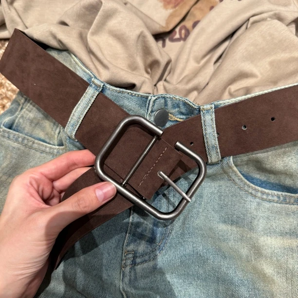 智贤 【复古咖棕腰带搭配哑光仿鹿皮绒腰带】要求很高的不要拍谢谢！