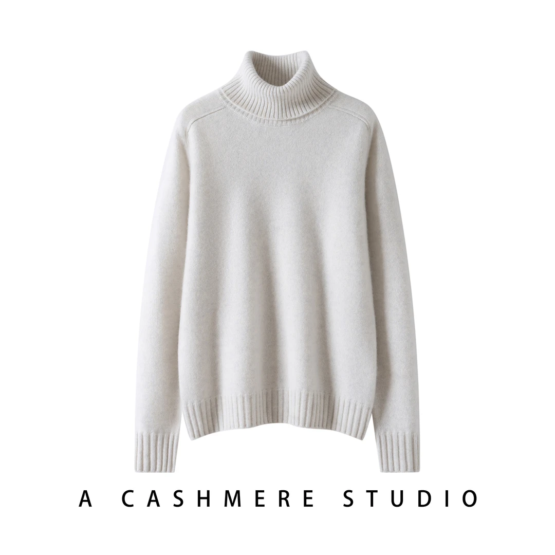 100纯山羊绒衫女加厚新款高领马鞍肩插肩保暖打底衫秋冬毛衣360g