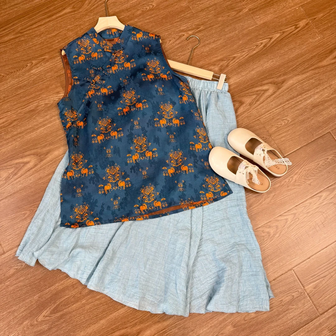 [佩蘅]Z066夏季新中式奥黛旗袍文艺显瘦时尚气质复古旗袍