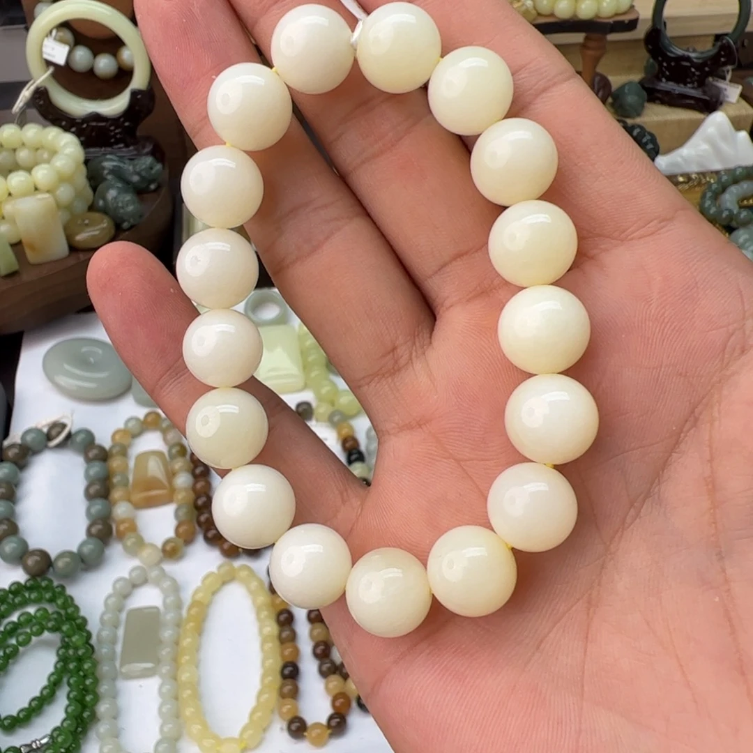 和田玉未镶嵌手链卡12若羌白玉