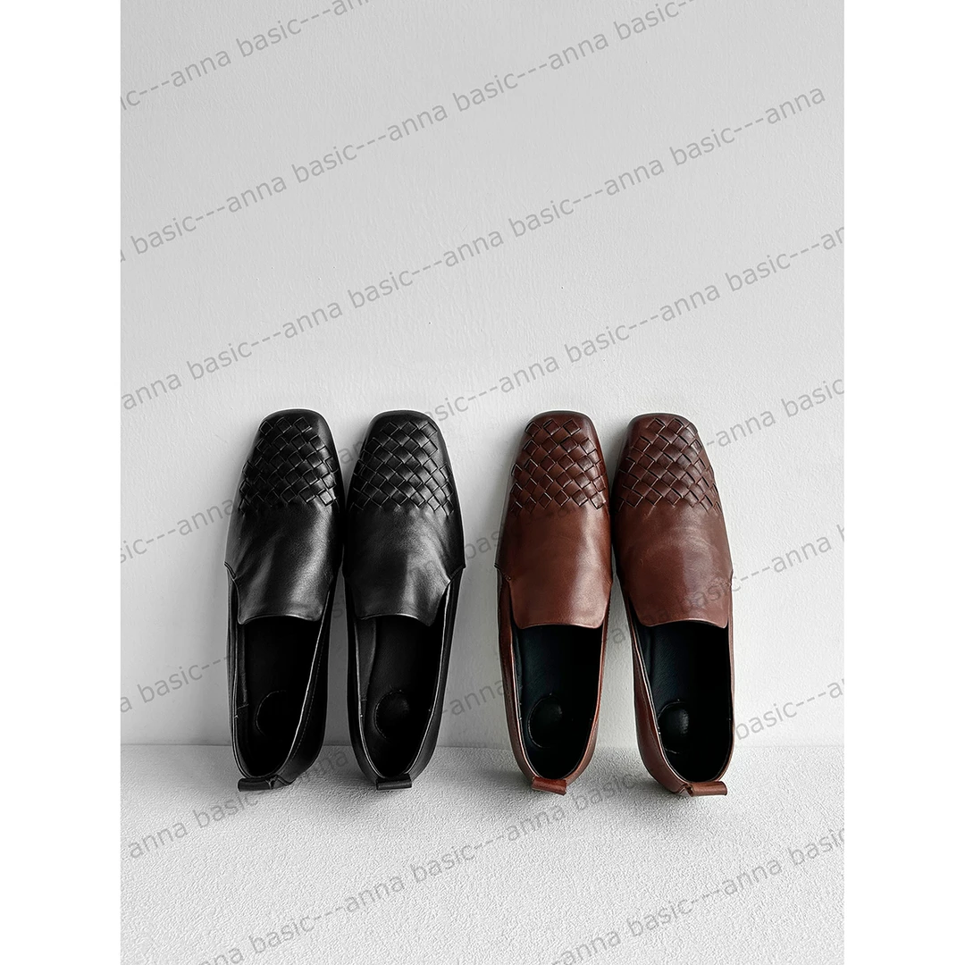 1.5cm/FC1838牛皮深口单鞋女春秋平跟乐福鞋平底33大小码41码42码