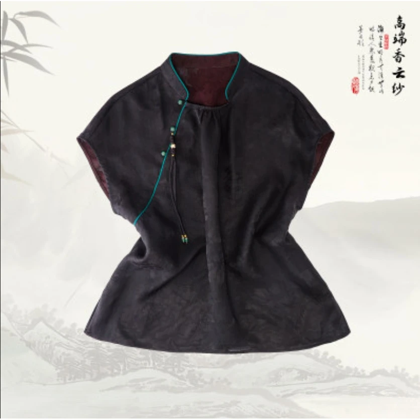 品牌新款桑蚕丝纯色印花上衣429588