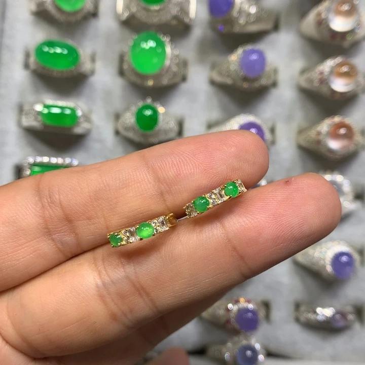 翡翠戒指银S925镶嵌福利买断不退