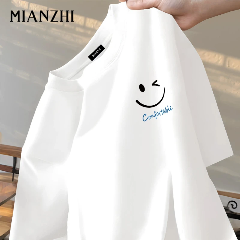 棉致品牌夏季纯棉短袖t恤男2025新款情绪笑脸潮流百搭圆领情侣装