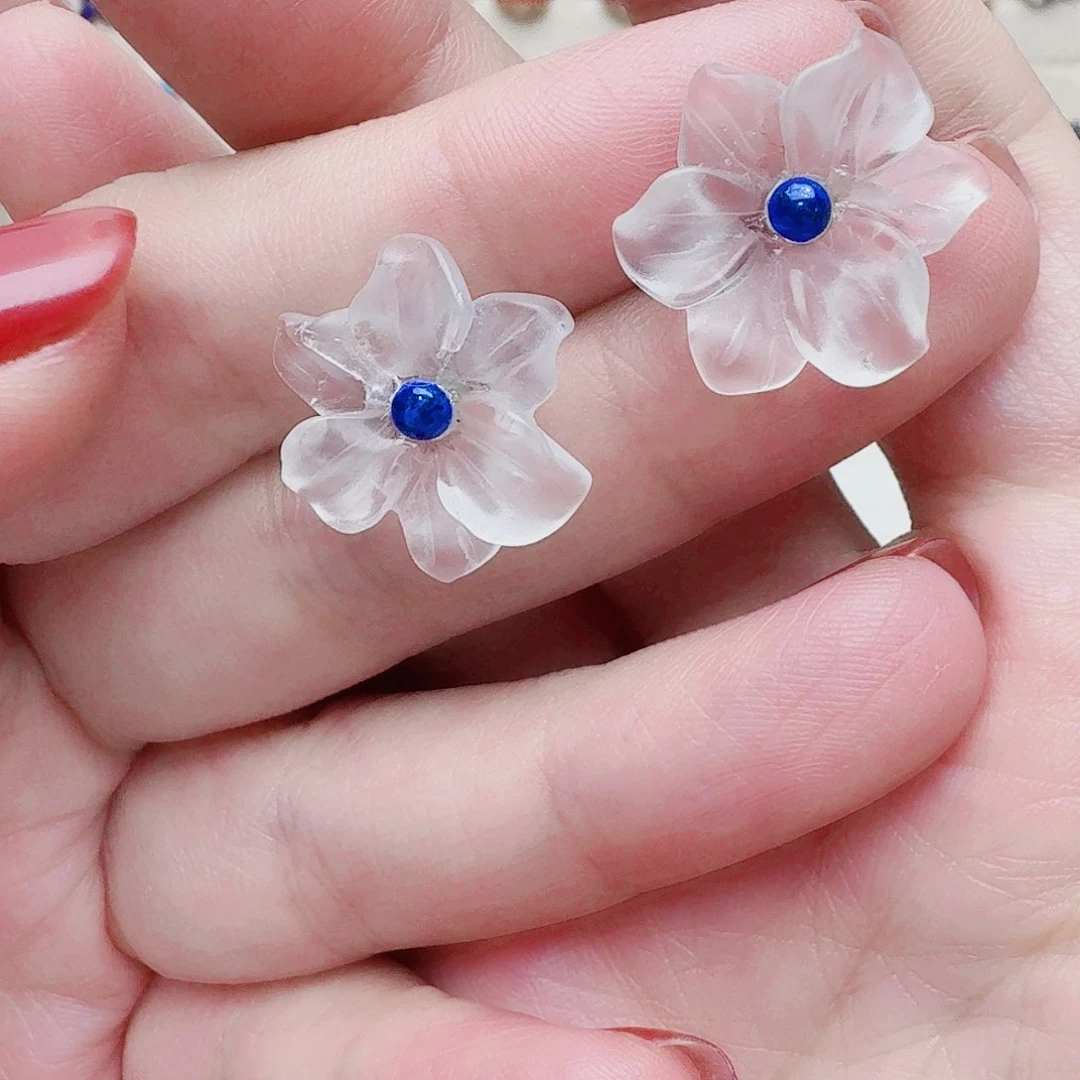 水晶耳饰银S925镶嵌耳钉