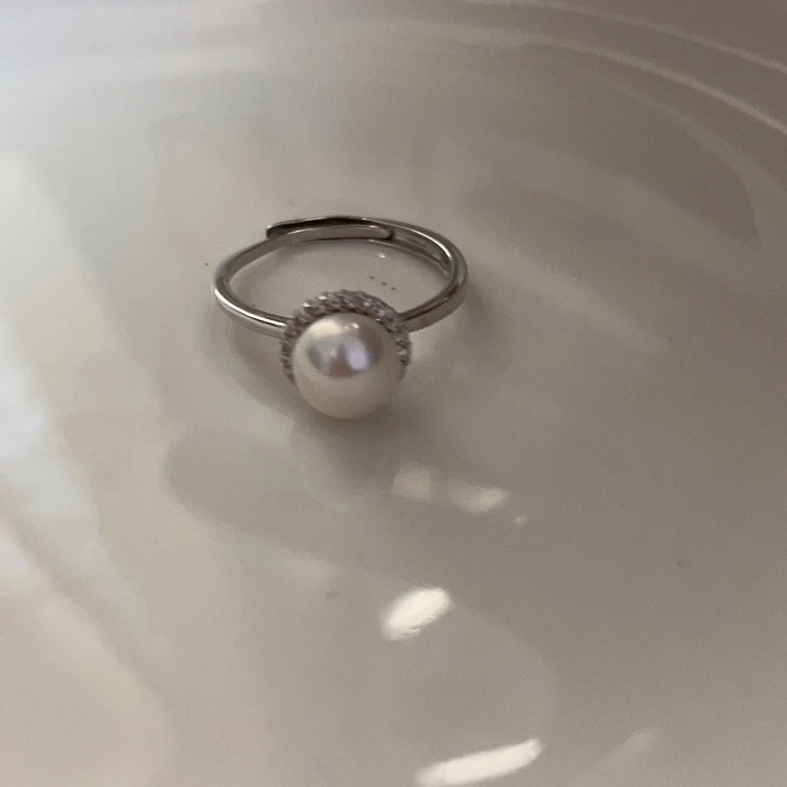 戒指淡水珍珠银S925镶嵌