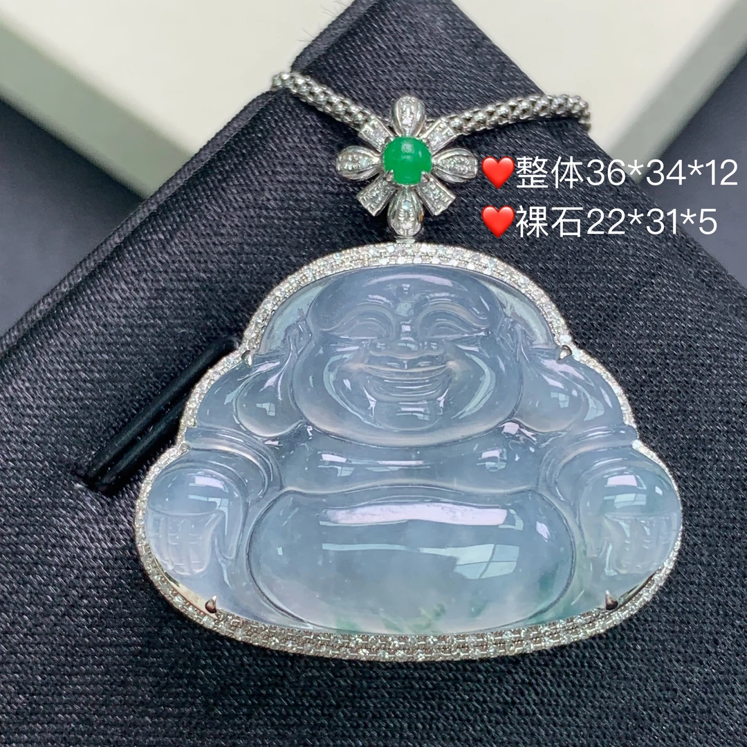 新品推荐·18K金高冰飘花佛公葫芦翡翠玉石缅A吊坠气质时尚