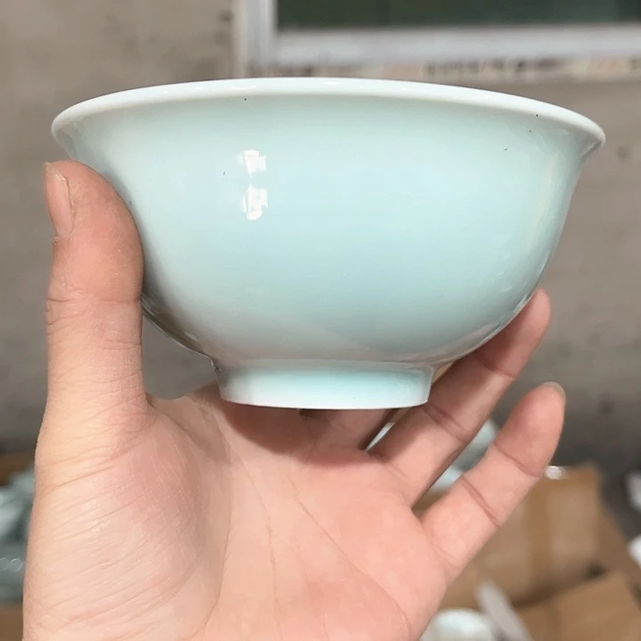 瓷片青瓷4.75英寸正德米饭碗六个微瑕包邮