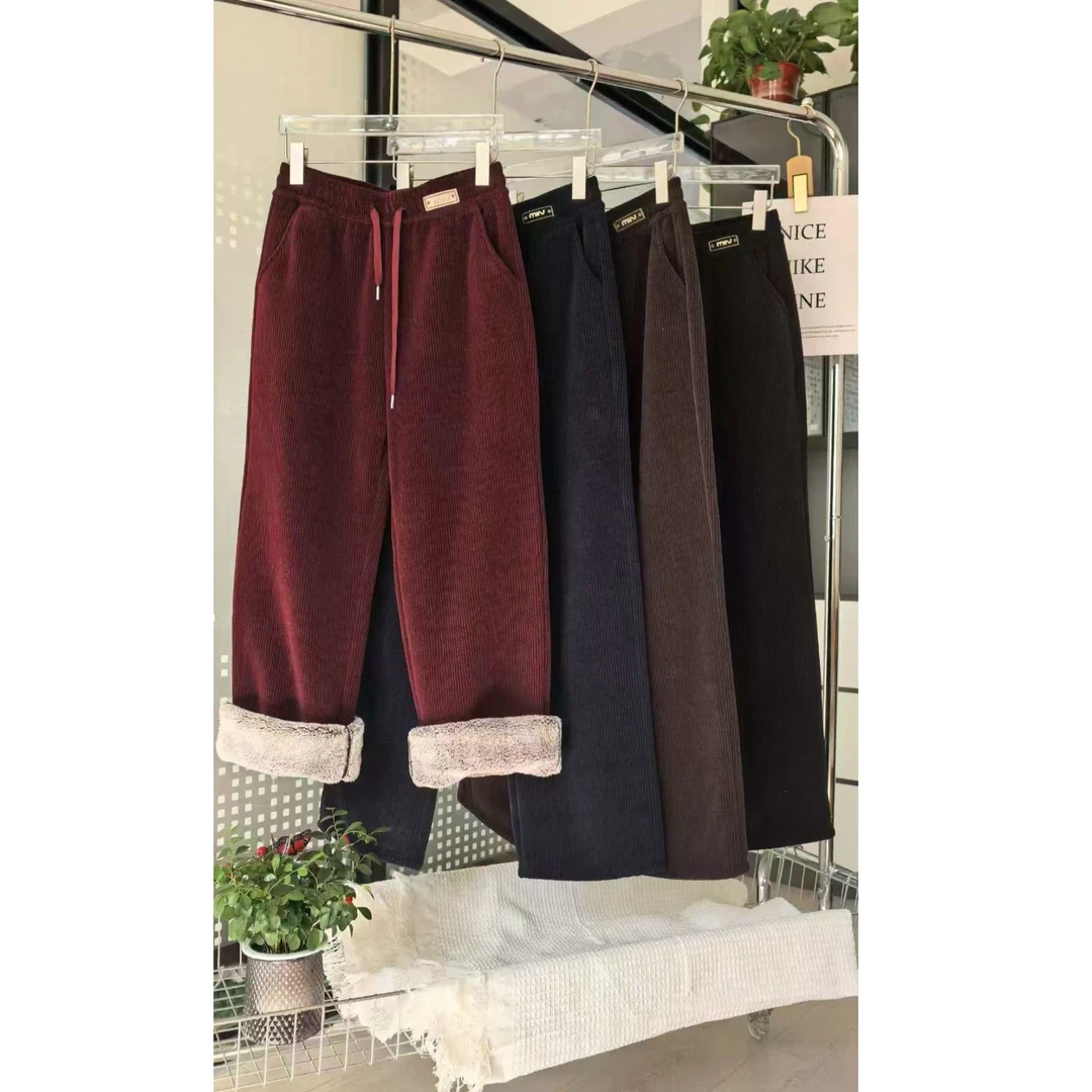 木禾家-女生加厚加绒雪狐绒百搭直筒裤 8617