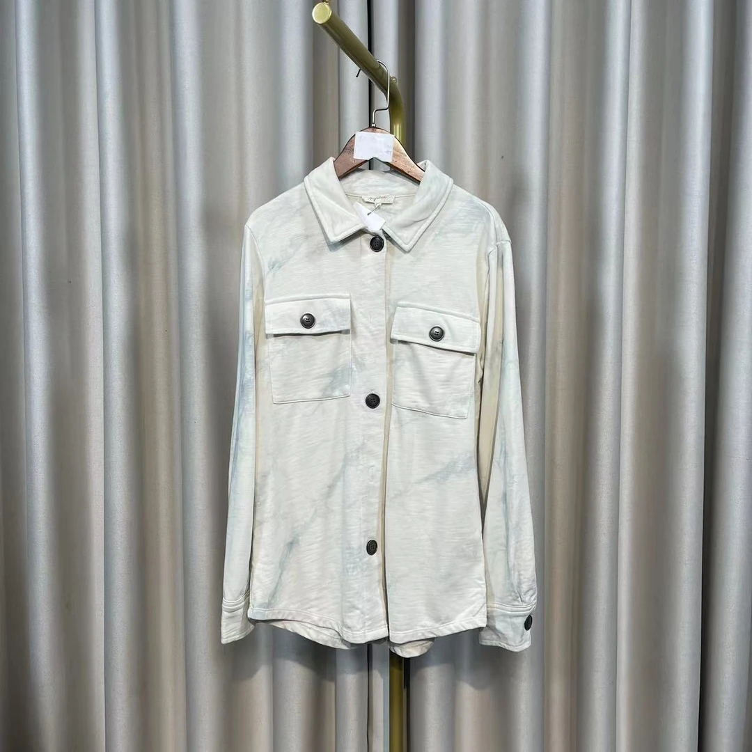 I3583高级感艺术轧染设计潮牌衬衫男女2025春秋款休闲长袖衬衣