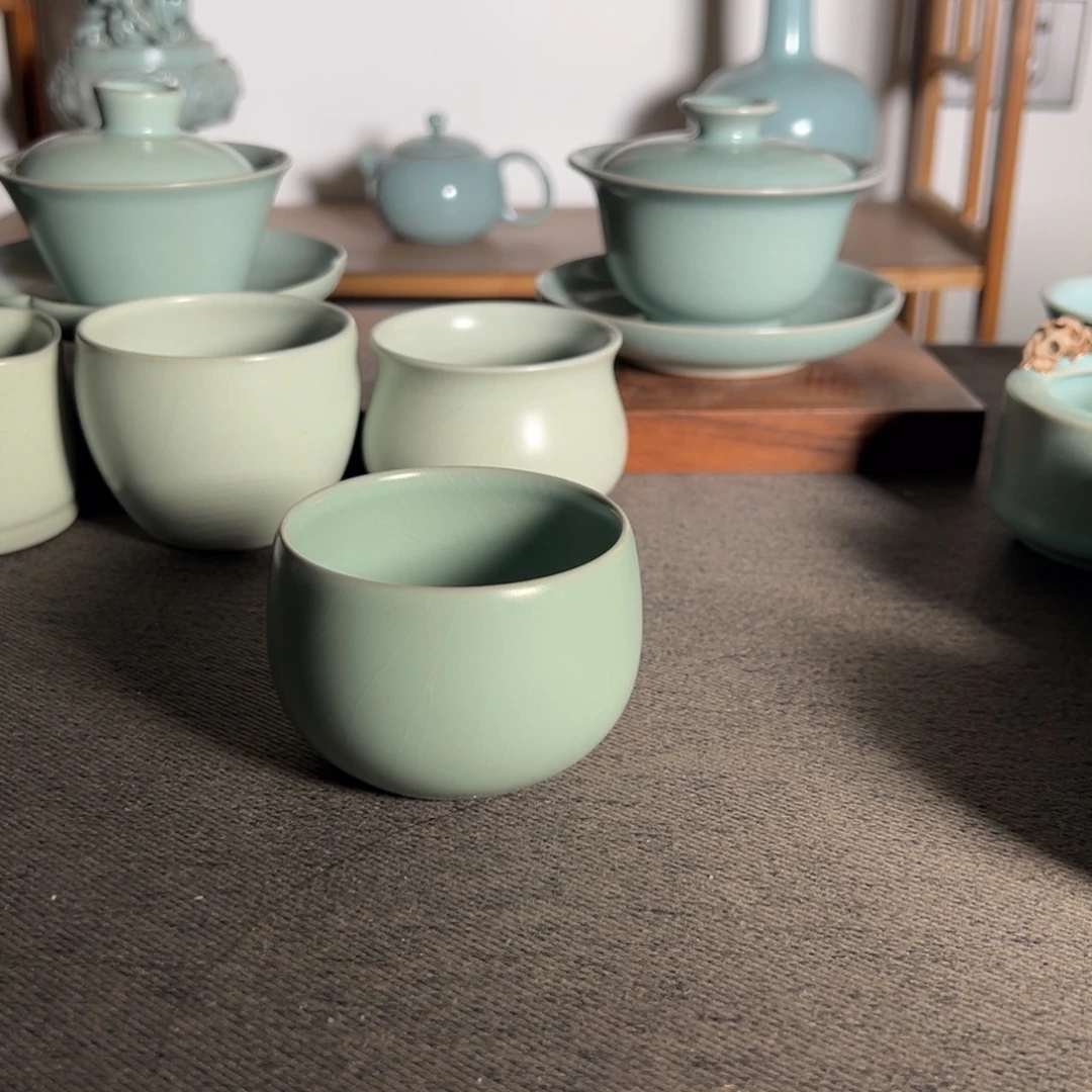 瓷片王国奇仿古粉青釉龙蛋杯