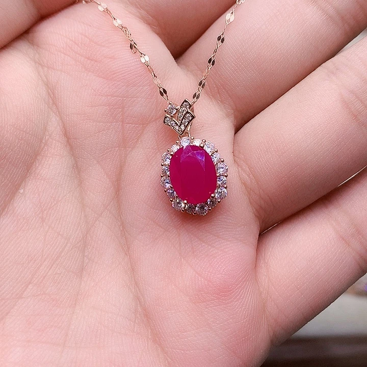 红宝石颈饰银S925镶嵌