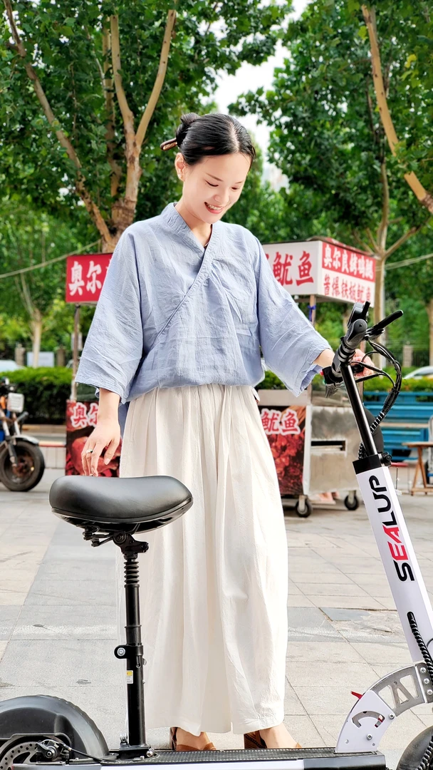 七初棉麻布衣25支棉麻设计师捏褶宽边禅意通勤常规款九分大灯笼裤