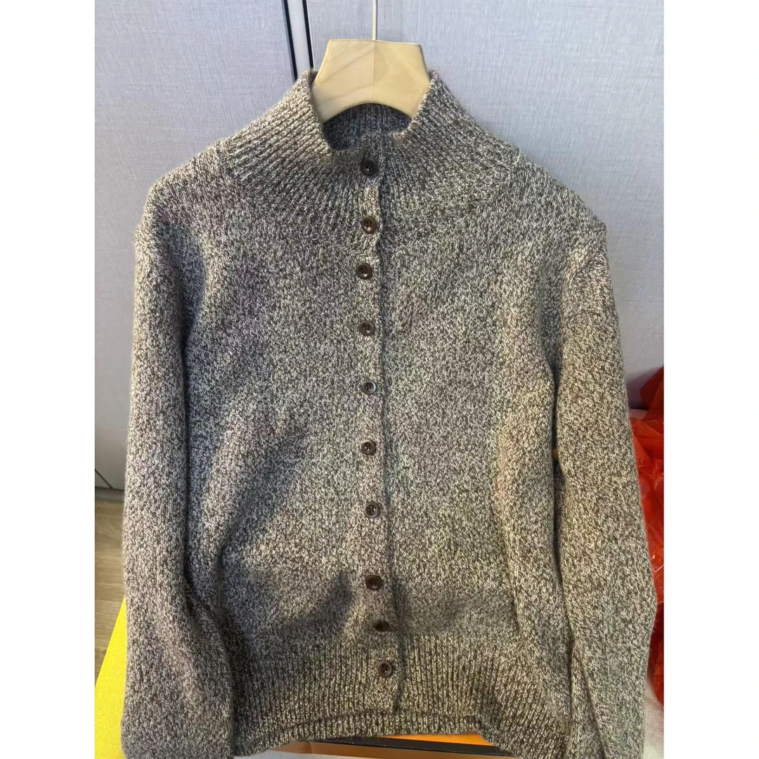 锦绣 4390 羊毛 新款高领混纱百搭开衫打底毛衣女