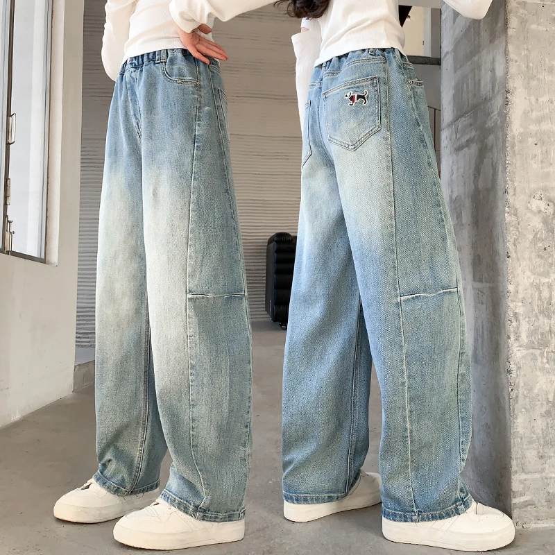 女童牛仔裤春秋外穿儿童裤子2025新款春装中大童韩版宽松休闲长裤