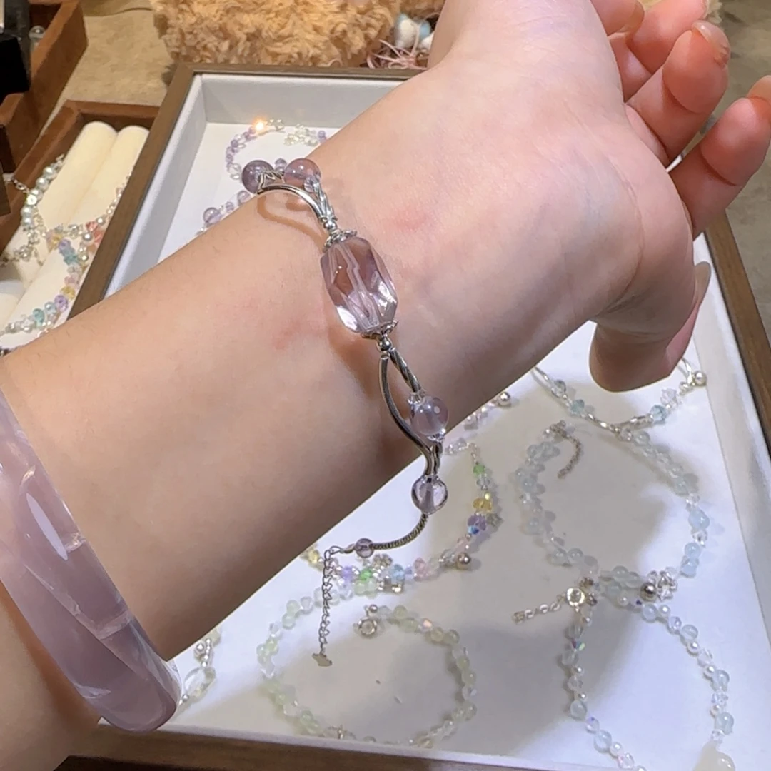 银S925镶嵌手链烟晶紫水随行