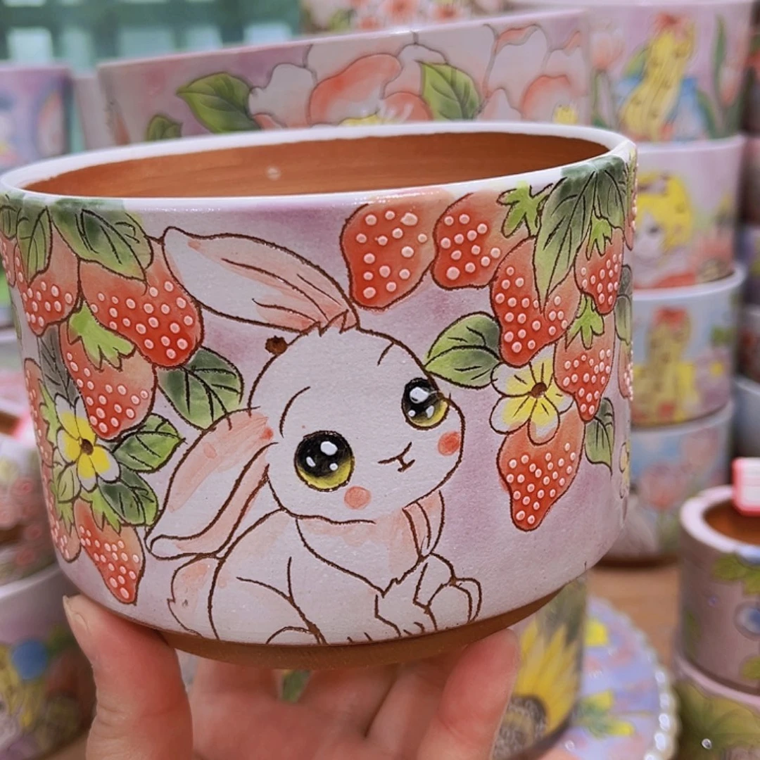 用****多肉花盆手绘景德镇