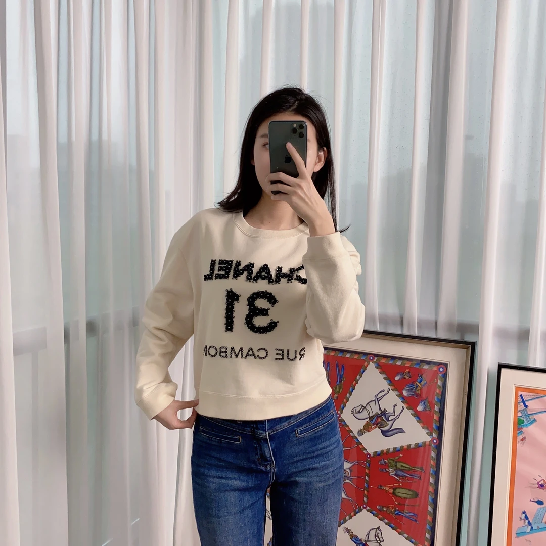 95新 Chanel/香奈儿 麦殿/棉纶字母长袖卫衣m码/250319JCH9M11