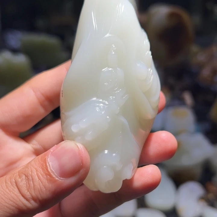 浦***桥未镶嵌和田玉（白玉）车挂