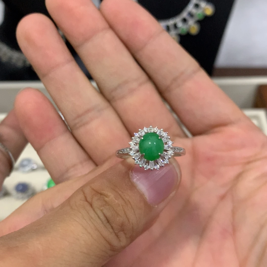 银S925镶嵌翡翠耳饰24