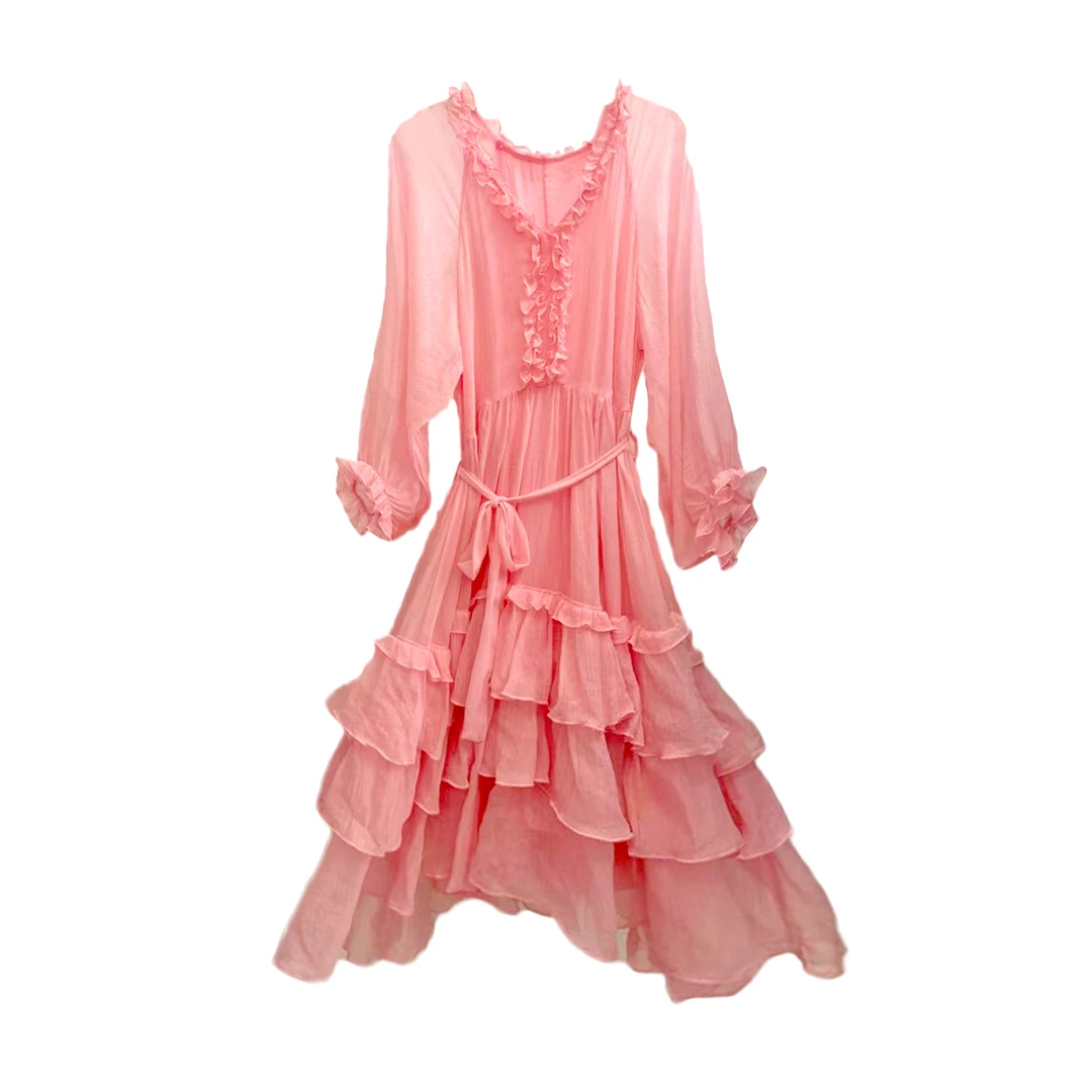 2025新款100%桑蚕丝女士连衣裙女百搭女装宽松版型设计感连衣裙