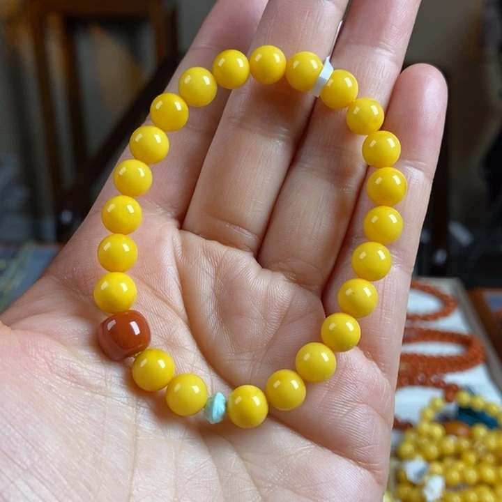 琥珀手链未镶嵌蜜蜡手串7+