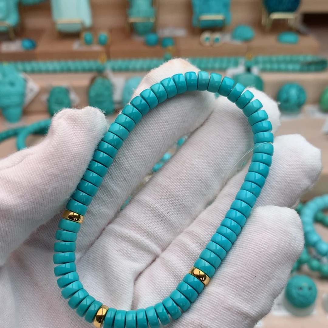 18K金镶嵌绿松石珠宝奇石5.5mm