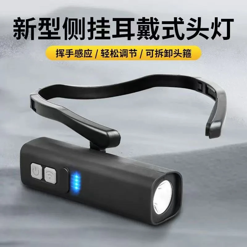 超亮长续航挂耳式头灯户外感应远射强光照明适合跑步露营