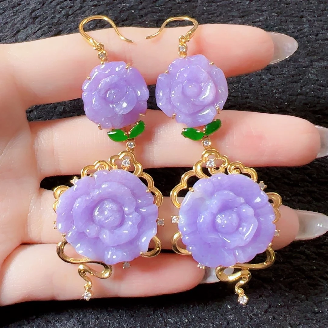 翡翠18K金镶嵌耳饰签收后24小时鉴赏期，过时不退