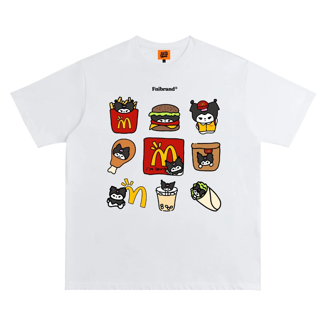 FNIFNI（M记库洛米）男女同款t恤美式复古纯棉短袖上衣24潮新款