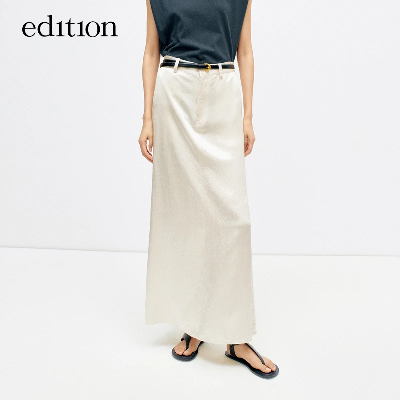 【商场同款】edition夏季时尚微皱醋酸缎面半身裙#EBD2SKT002