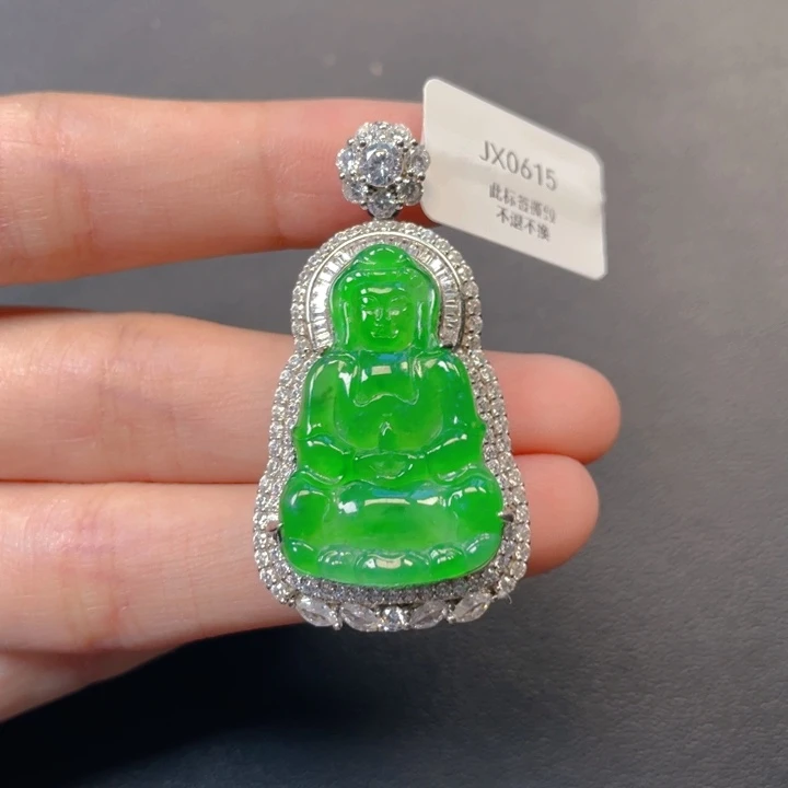 翡翠银S925镶嵌吊坠(不含链)