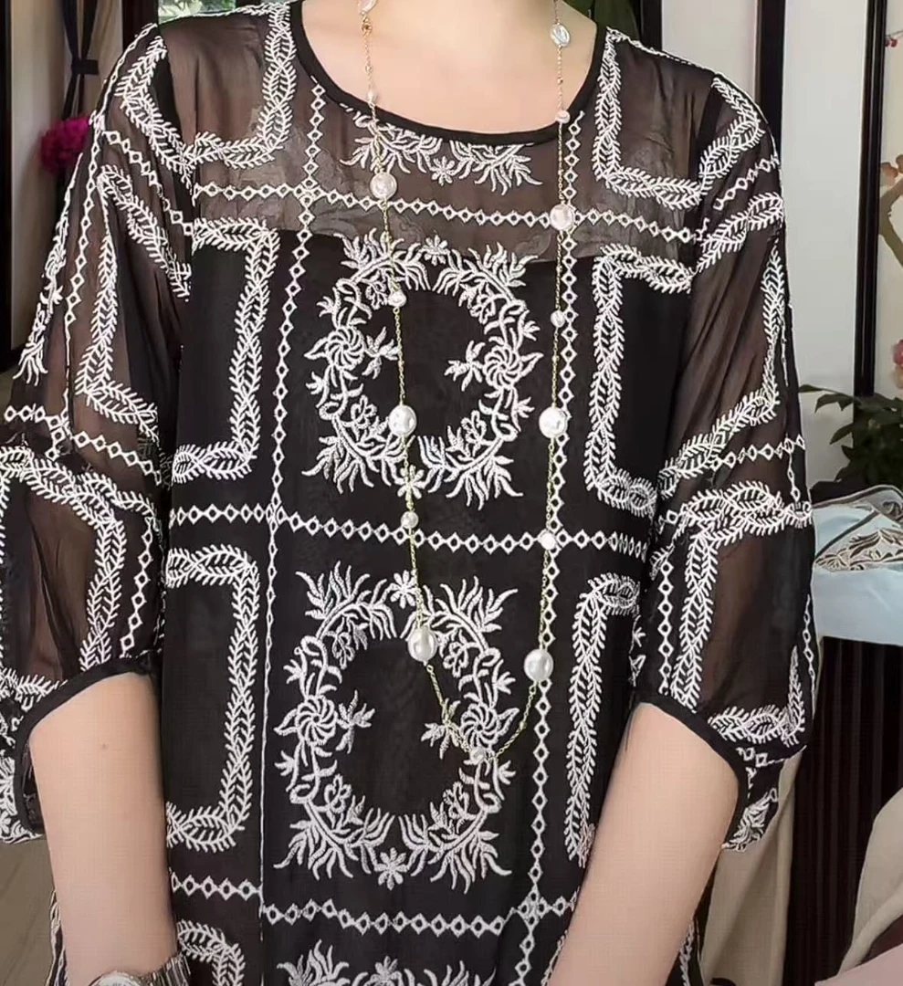 【安姬迩·自制】短袖衬衫女2025夏季新款宽松圆领衫衬设计感上衣