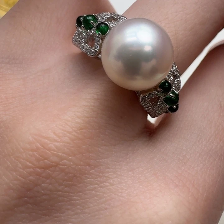 海水珍珠戒指银S925镶嵌