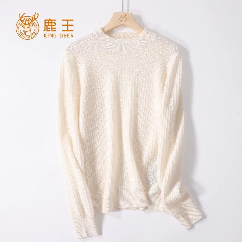 编码1J9135 鹿王23秋冬新款女半高领纯色100山羊绒