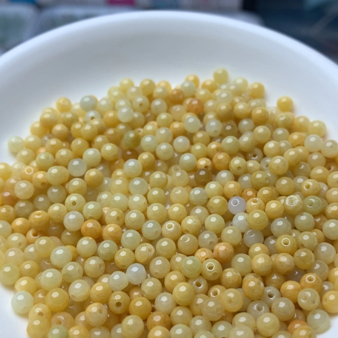 翡翠散珠卡4的冰黄小米珠100个