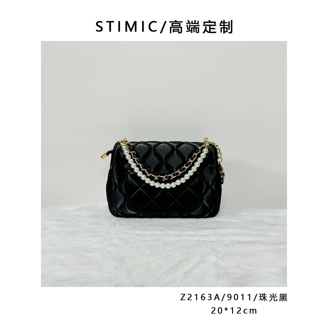 Z2163A/9011/珠光黑Paiyuge订制手工时尚女士单肩斜挎手提包9011