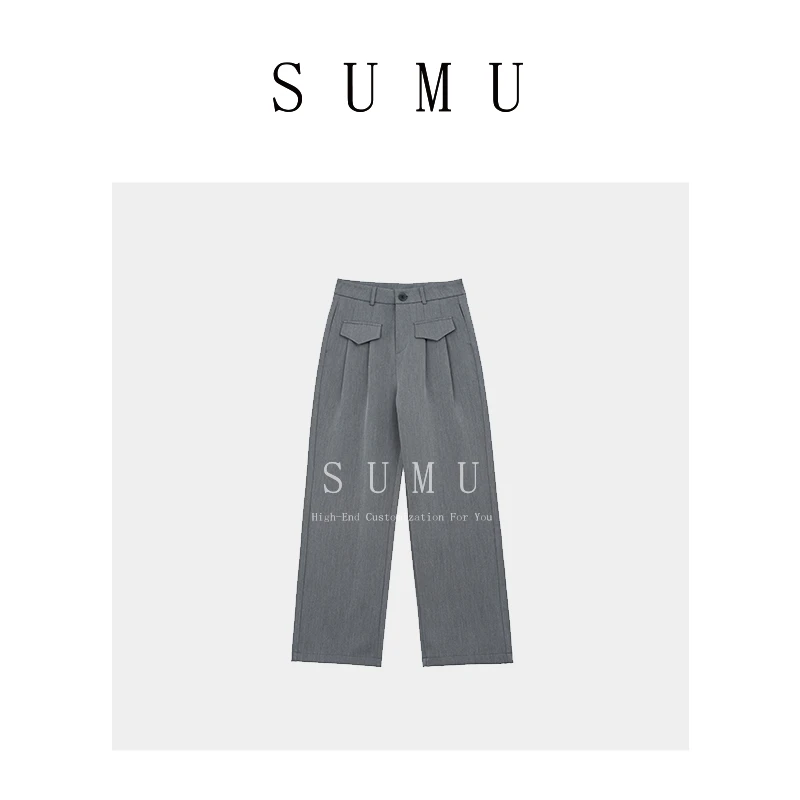 宿慕SUMU 女款加绒西装阔腿裤 12-7 冬季新款时尚百搭803